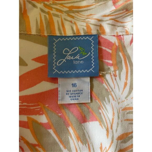 NWOT Lark Lane Tropical Print Blazer Coconut Buttons Size 16 - Picture 3 of 7